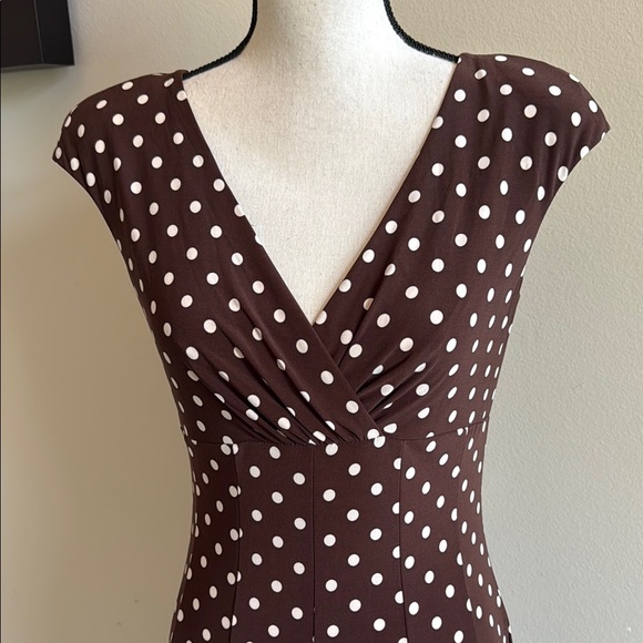 Elegant Brown Polka Dot Dress - Picture 2 of 6